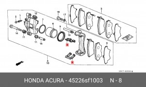 Комплектующие, колодки дискового тормоза 45226SF1003 HONDA
