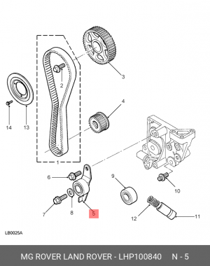 Натяжной ролик, ремень ГРМ LHP100840 MG ROVER LAND ROVER