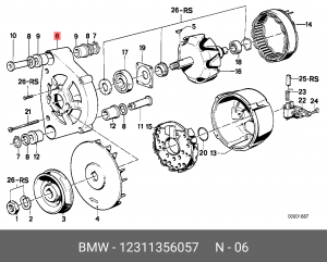 Подшипник со стороны привода, генератор 12 31 1 356 057 BMW