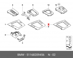 Накладка центральной консоли 51168209456 BMW