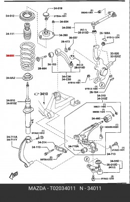 Пружина ходовой части T020-34-011 MAZDA