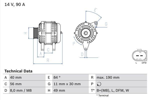 Генератор 0 986 049 640 BOSCH