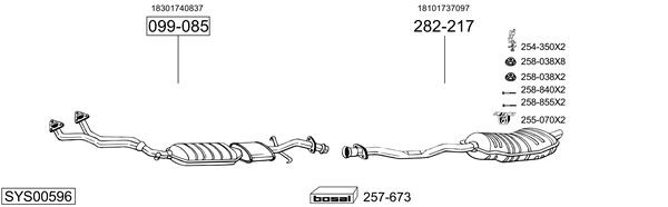 Средний глушитель выхлопных газов 284309 BOSAL