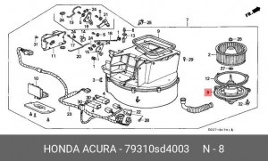 Электродвигатель, вентиляция салона 79310SD4003 HONDA