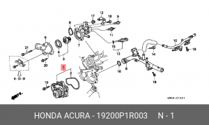 Водяной насос 19200P1R003 HONDA