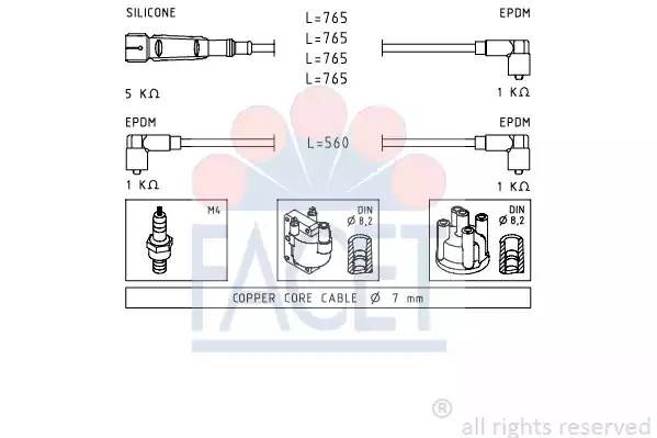 Ккомплект проводов зажигания 4.8727 FACET