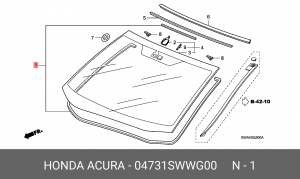 Уплотнитель стекла ветрового 04731SWWG00 HONDA