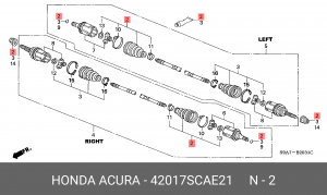 Комплект пылника, приводной вал 42017-SCA-E21 HONDA