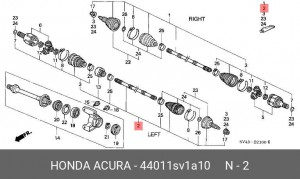 Шарнирный комплект, приводной вал 44011SV1A10 HONDA