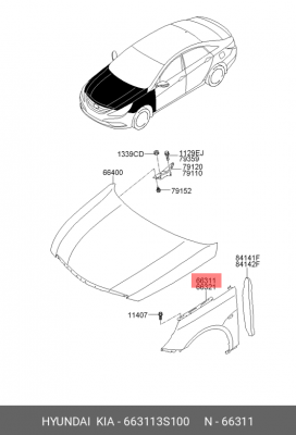 Крыло переднее 663113S100 HYUNDAI KIA