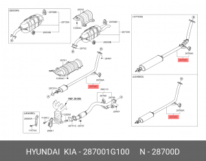 Сильфон - гофра гибкая системы выпуска ОГ 287001G100 HYUNDAI KIA
