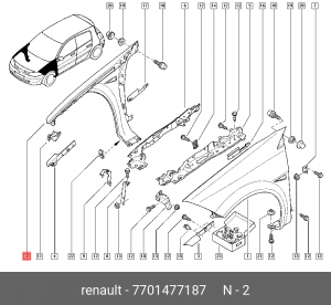 Крыло переднее 7701477187 RENAULT