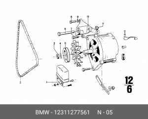 Ременный шкив, генератор 12 31 1 277 561 BMW