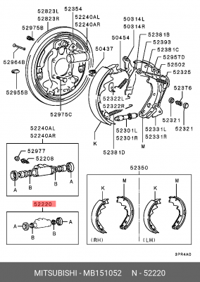 Ремкомплект, колесный тормозной цилиндр MB151052 MITSUBISHI