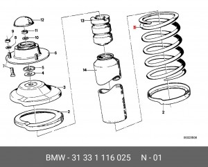 Пружина ходовой части 31 33 1 116 025 BMW