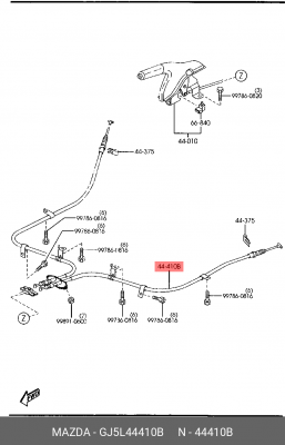 Трос, стояночная тормозная система GJ5L44410B MAZDA