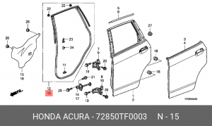 Уплотнитель дверного проема 72850TF0003 HONDA