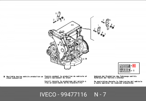 Комплект прокладок, двигатель 99477116 IVECO