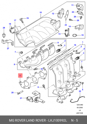 Прокладка, впускной коллектор LKJ100992L LAND ROVER