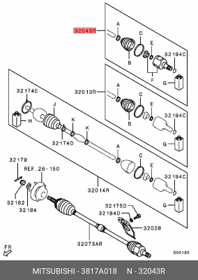 ШРУС 3817A018 MITSUBISHI