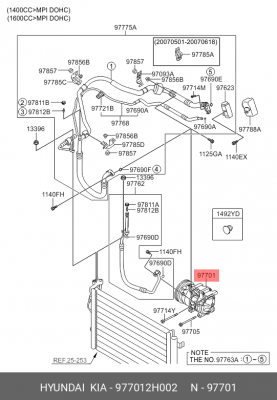 Компрессор кондиционера 977012H002 HYUNDAI KIA