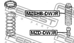 Отбойники с пыльниками амортизаторов подвески (комплект) MZD-DW3R FEBEST