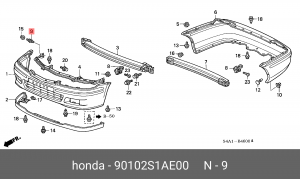 Болт крепления 90102S1AE00 HONDA