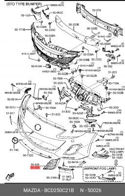 Заглушка блока цилиндров BCD250C21B MAZDA