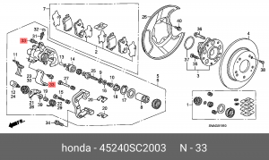 Суппорт тормозной (ремкомплект) 45240SC2003 HONDA