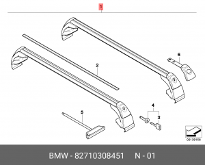 Багажник - рейлинг поперечный на крышу 82 71 0 308 451 BMW