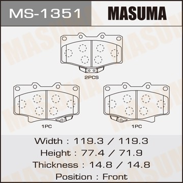 Колодки тормозные дисковые MS1351 MASUMA