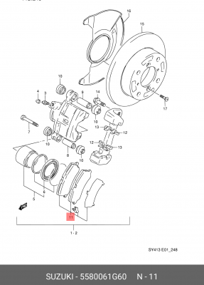 Комплект тормозных колодок, диско 5580061G60 SUZUKI