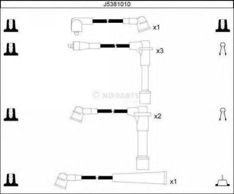 Ккомплект проводов зажигания J5381010 H B JAKOPARTS NIPPARTS