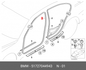 Накладка дверного проема 51 72 7 044 943 BMW