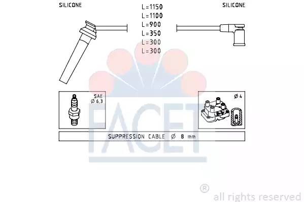 Ккомплект проводов зажигания 4.7214 FACET