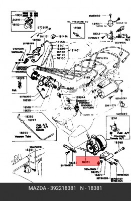 Клиновой ремень 3922-18-381 MAZDA