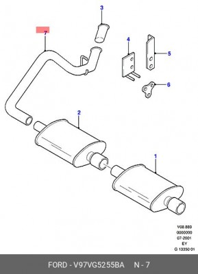 Труба системы выпуска ОГ V97VG-5255-BA FORD