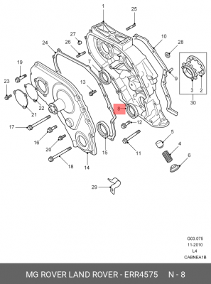 Уплотняющее кольцо, коленчатый вал ERR4575 MG ROVER LAND ROVER