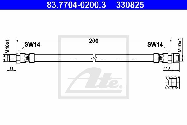 Тормозной шланг 83.7704-0200.3 ATE
