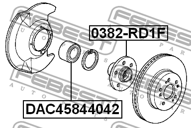 Подшипник ступицы колеса DAC45844042 FEBEST