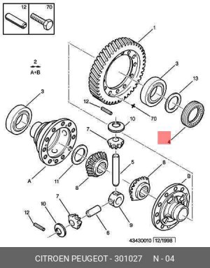 Уплотняющее кольцо, дифференциал 3010 27 CITROEN PEUGEOT