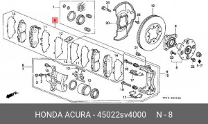 Комплект тормозных колодок, диско 45022SV4000 HONDA