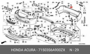 Заглушка бампера 71503S6A900ZX HONDA