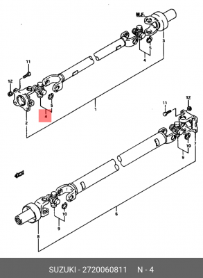 Шарнир, продольный вал 27200-60811 SUZUKI