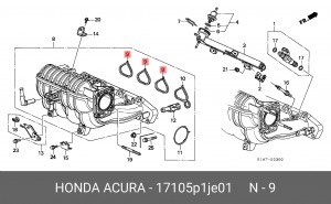 Прокладка, впускной коллектор 17105P1JE01 HONDA