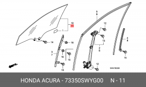 Стекло двери 73350SWYG00 HONDA