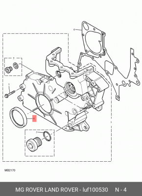 Уплотняющее кольцо, коленчатый вал LUF100530 MG ROVER LAND ROVER