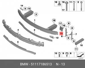 Кронштейн крепления бампера 51 11 7 186 513 BMW