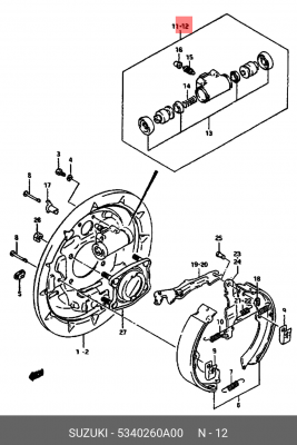 Колесный тормозной цилиндр 53402-60A00 SUZUKI
