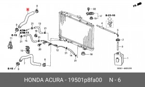 Шланг радиатора 19501P8FA00 HONDA